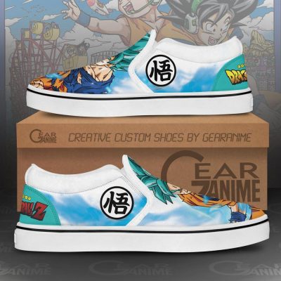 Goku Blue Slip-on Sneakers Custom Anime Dragon Ball Shoes