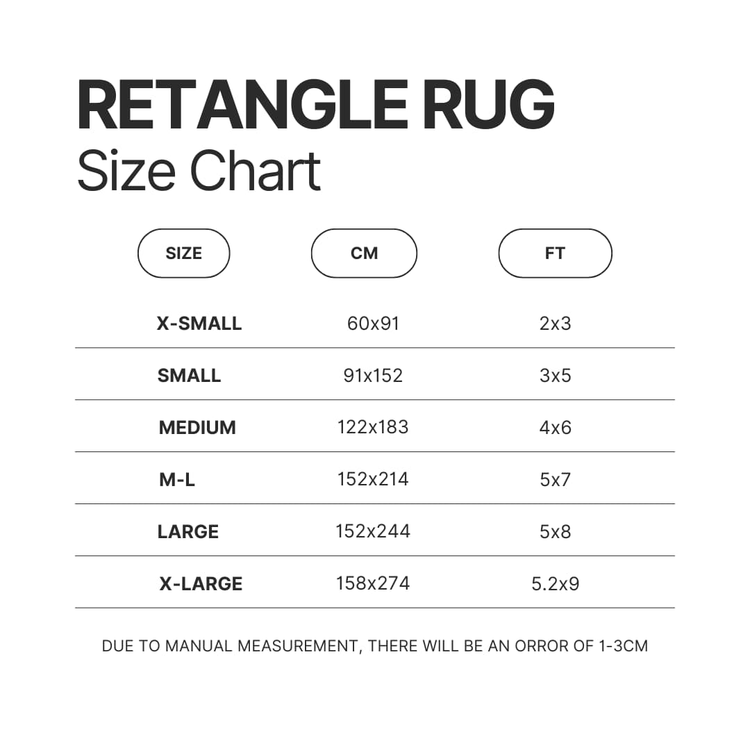 Retangle Rug Size Chart - Official Blue Lock Store