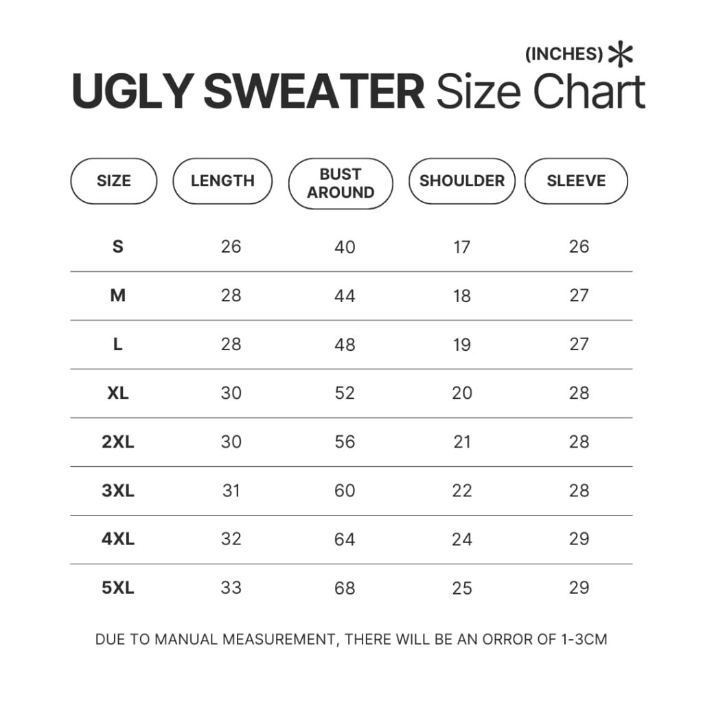 Ugly Sweater Size Chart 1 - Official Blue Lock Store