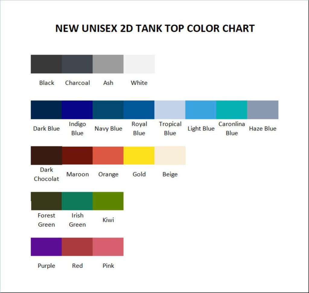 tank top color chart - Official Blue Lock Store