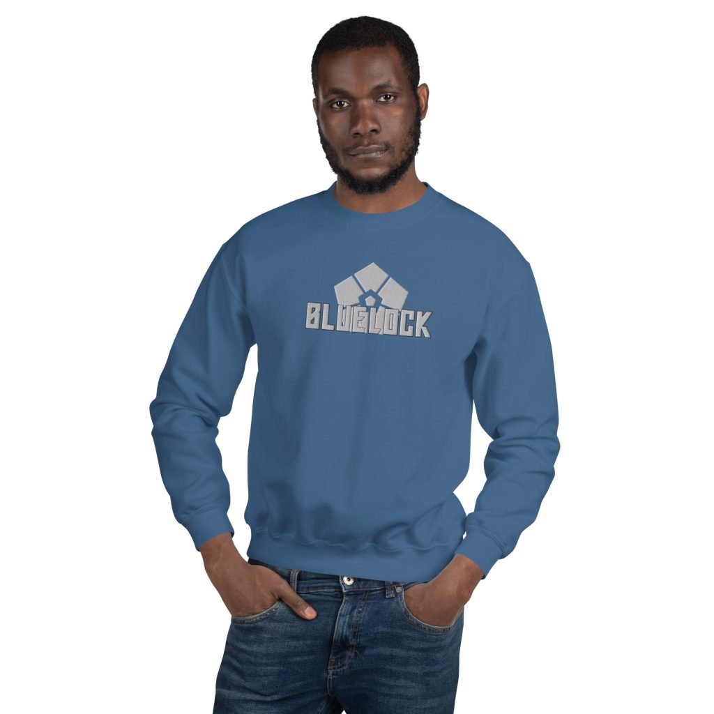 unisex crew neck sweatshirt indigo blue front 64536198892c3 - Official Blue Lock Store