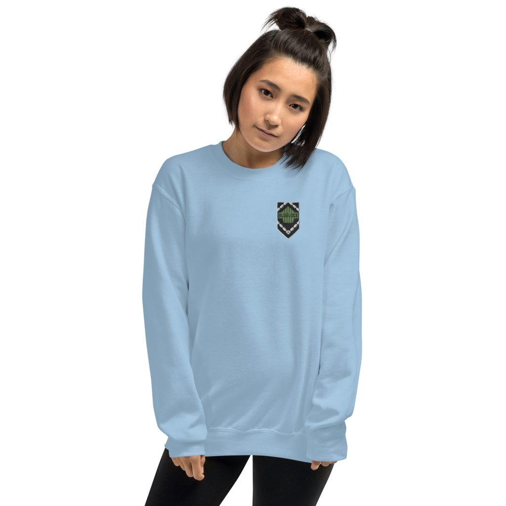 unisex crew neck sweatshirt light blue front 64535fb692100 - Official Blue Lock Store