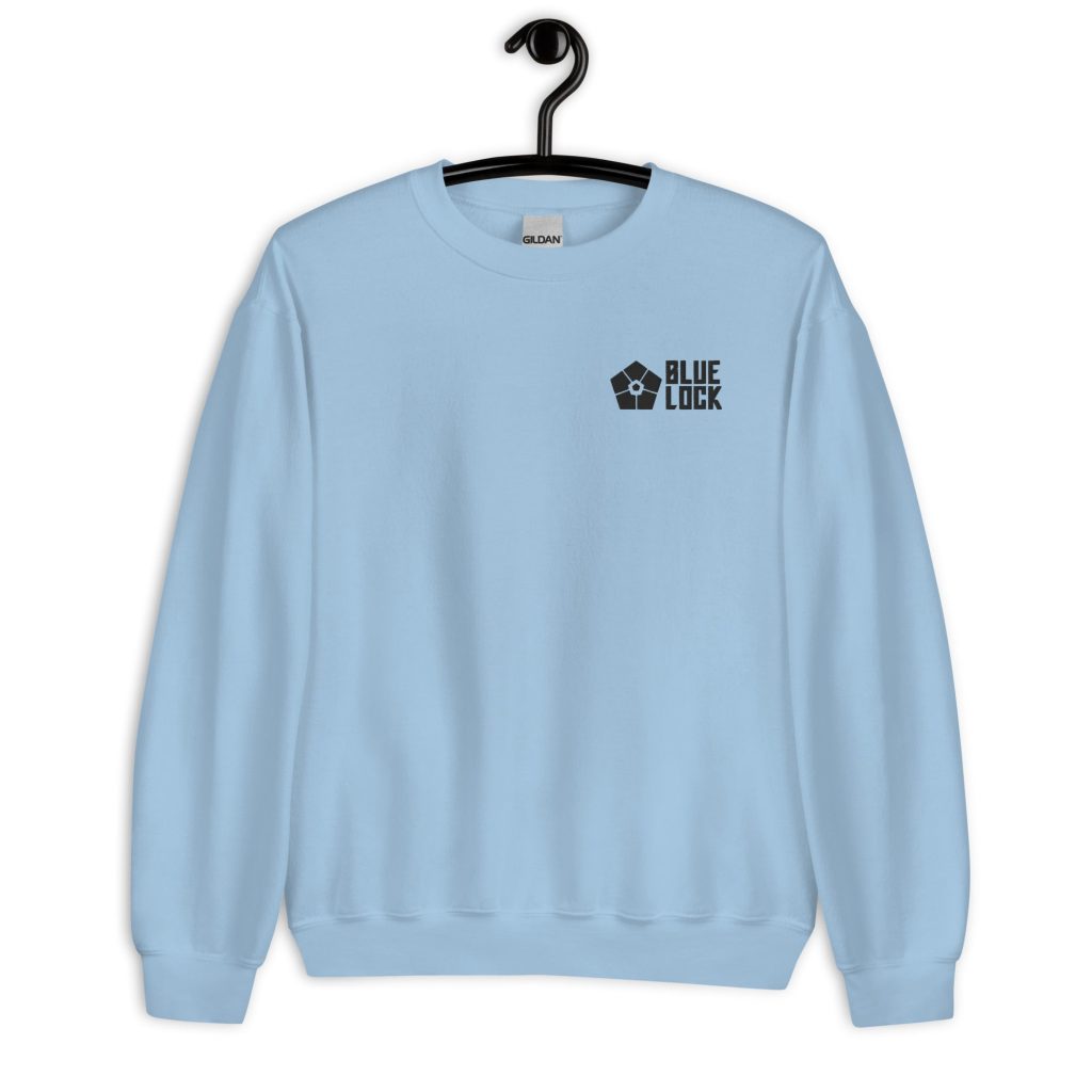 unisex crew neck sweatshirt light blue front 645360f1b5218 - Official Blue Lock Store